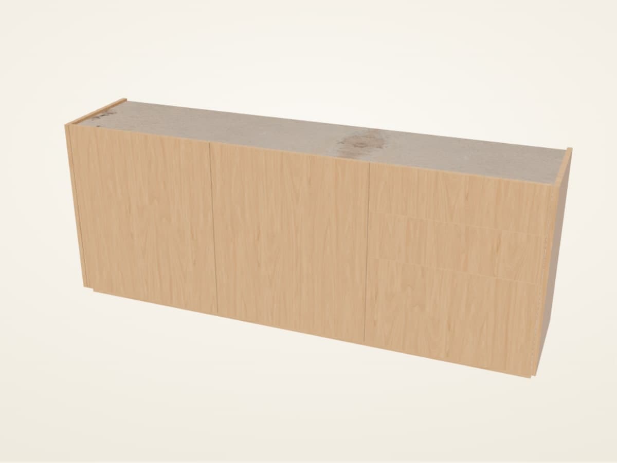 Sideboard Terroir in 3D: Eiche furniert mit eingelassener Deckplatte aus Schiefer