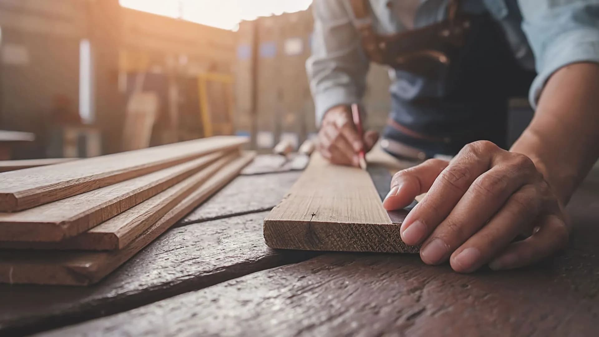 Werkstattaufnahme mit Holzdetail